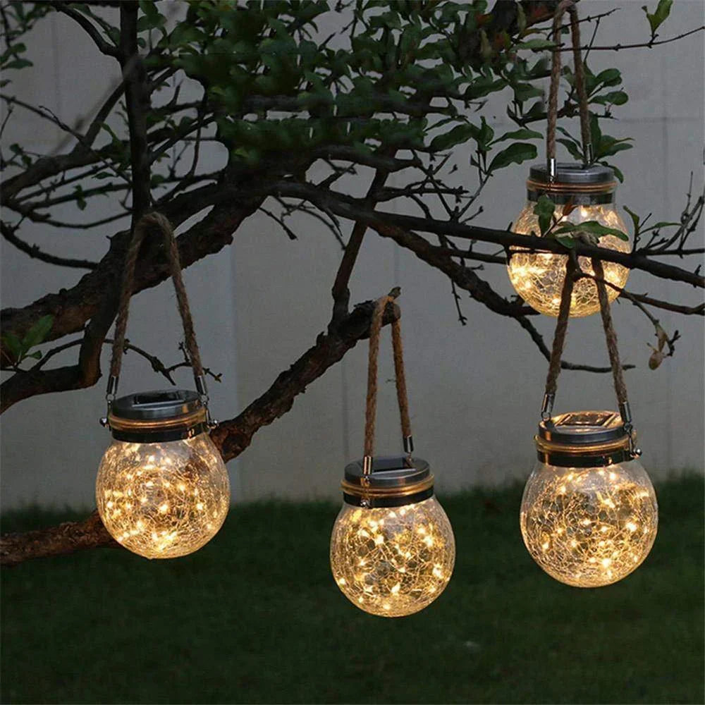 Rustic Solar Powered Jar Lamp
