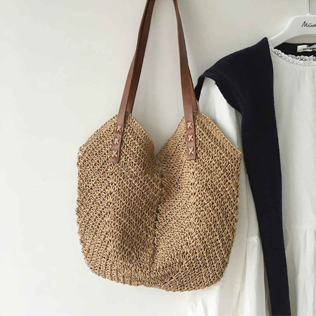 Chic Woven Tote Bag for Ladies