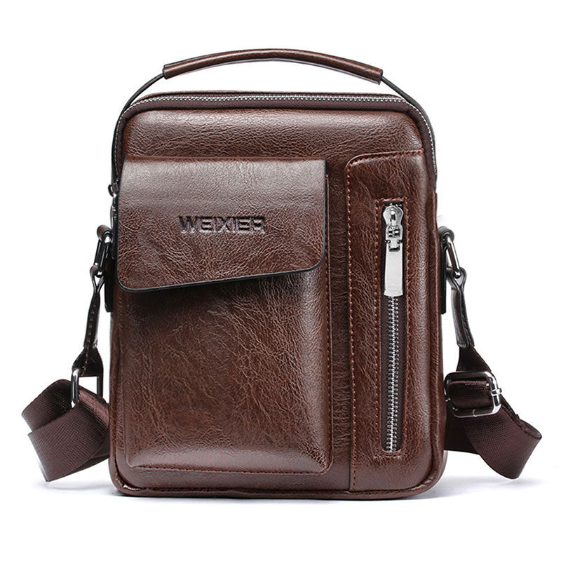 Stylish Men's Leather Crossbody Bag with Adjustable Strap