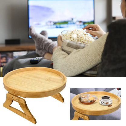 Natural Bamboo Sofa Tray Table Clip On