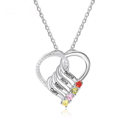 Customizable Heart Pendant Necklace with Birthstone and Name