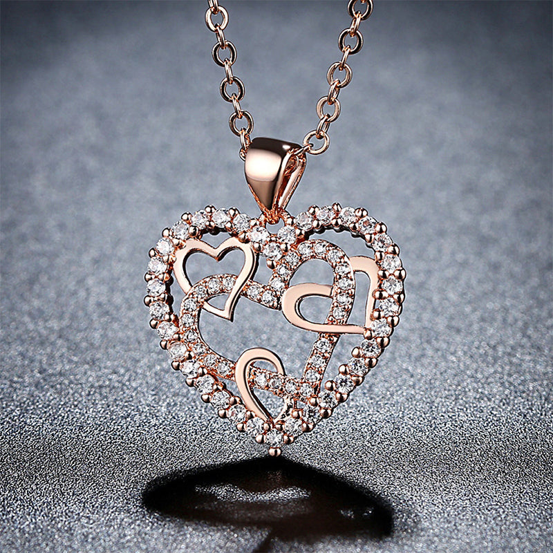 Lovely Interlocking Heart Pendant Necklace