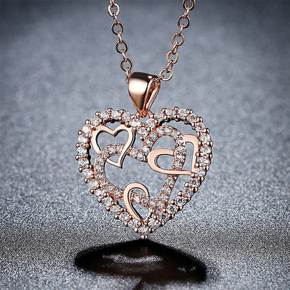 Lovely Interlocking Heart Pendant Necklace