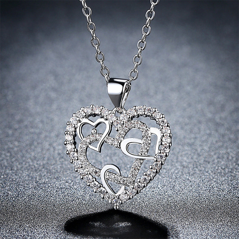 Lovely Interlocking Heart Pendant Necklace