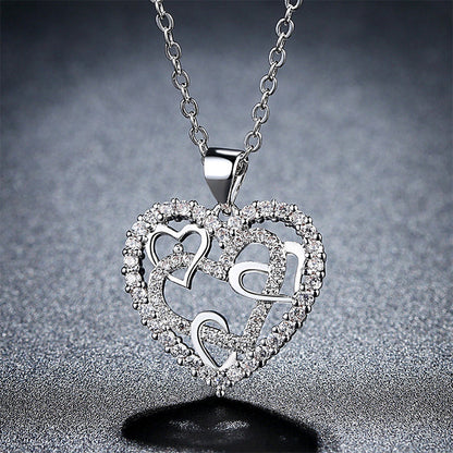 Lovely Interlocking Heart Pendant Necklace