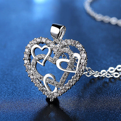 Lovely Interlocking Heart Pendant Necklace - Fesara