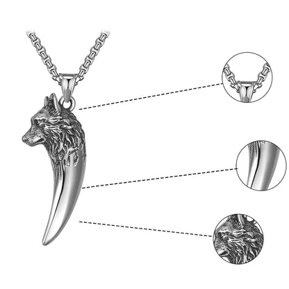 Strong Wolf Pendant Titanium Necklace