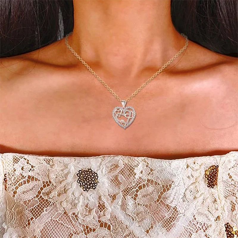 Lovely Interlocking Heart Pendant Necklace