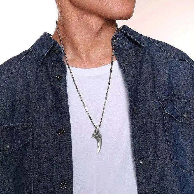 Strong Wolf Pendant Titanium Necklace