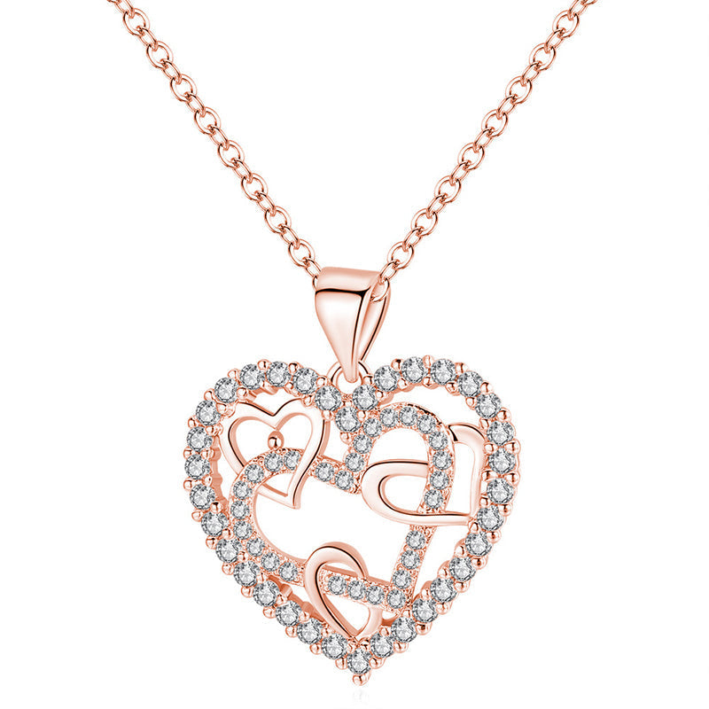 Lovely Interlocking Heart Pendant Necklace