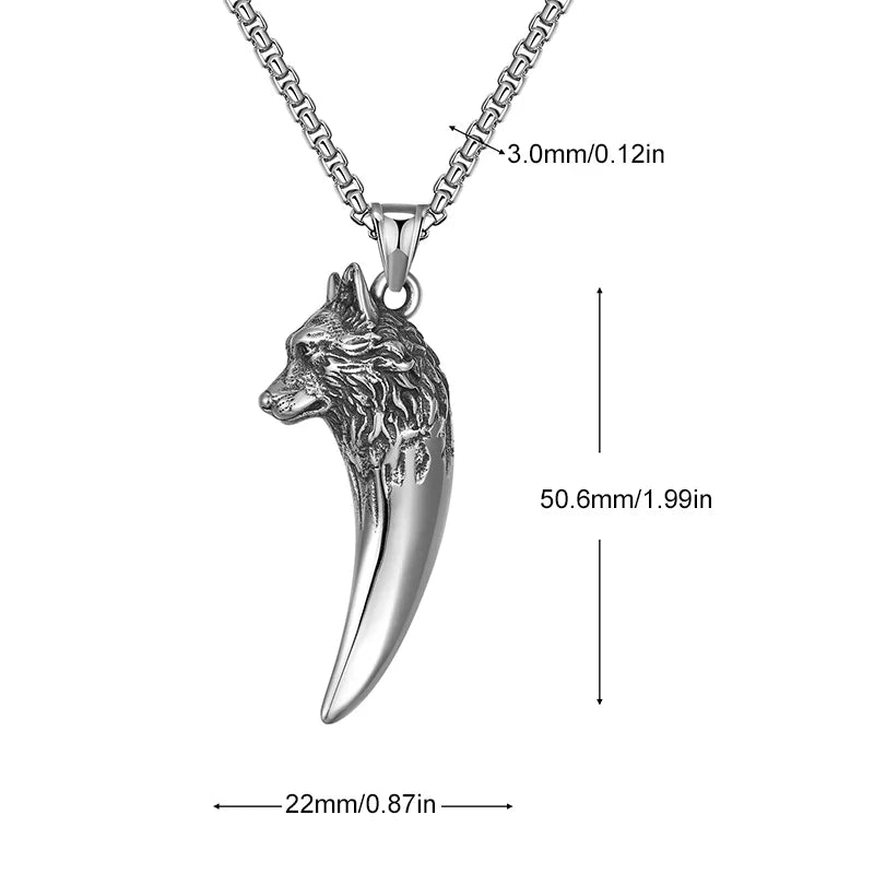 Strong Wolf Pendant Titanium Necklace