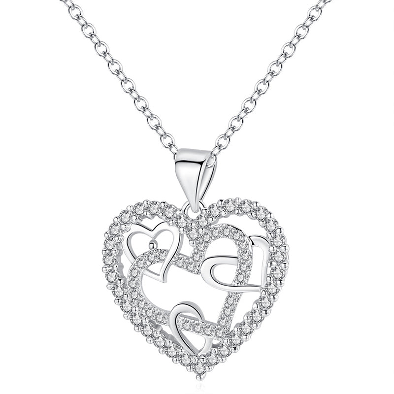 Lovely Interlocking Heart Pendant Necklace