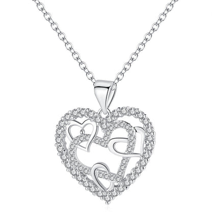Lovely Interlocking Heart Pendant Necklace