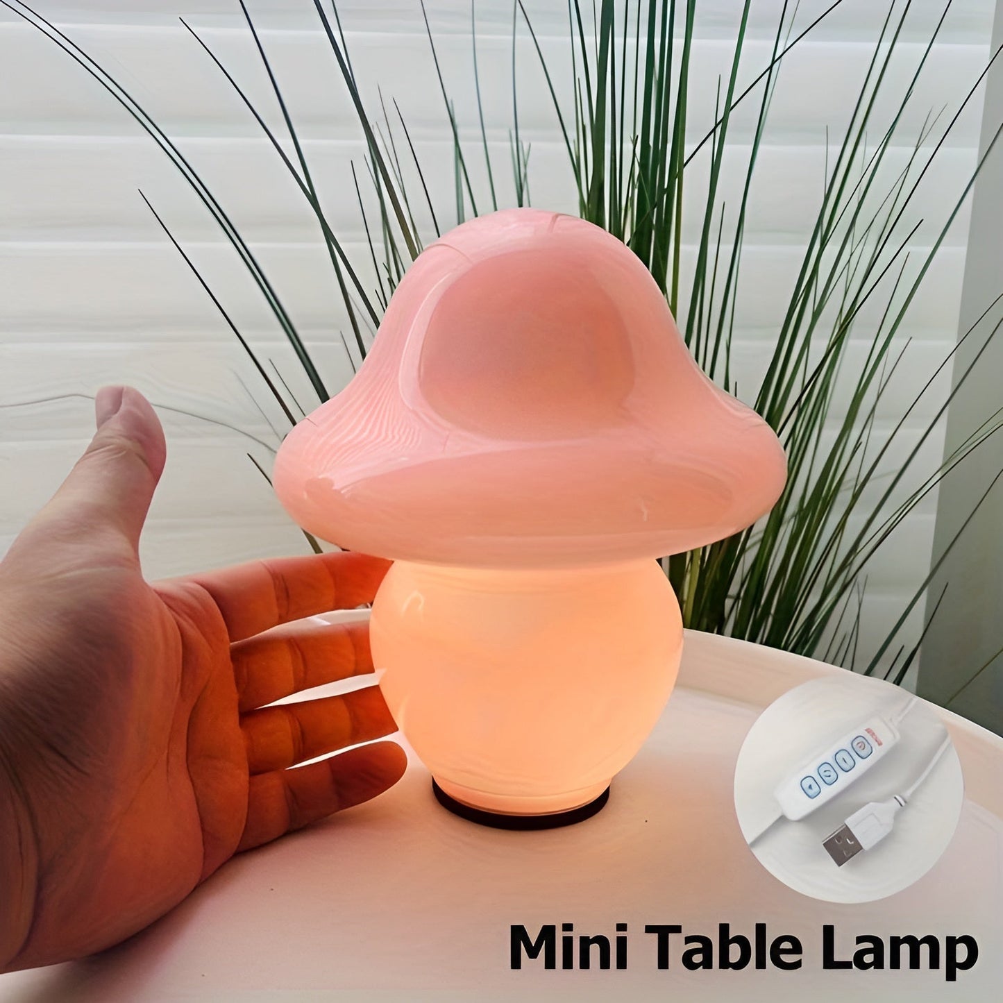 Beautiful Glass Mushroom Table Lamp