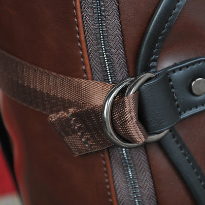 Classic Brown Leather Laptop Backpack