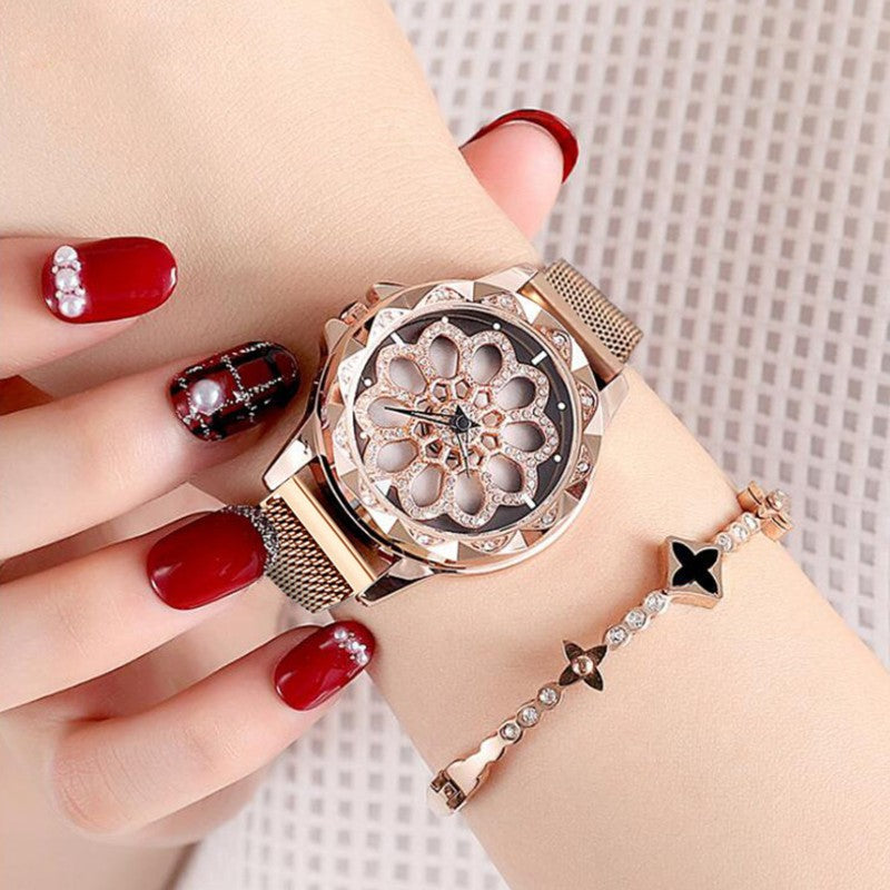 Stylish Women's Watch with Rotating Dial and Waterproof Strap - Fesara