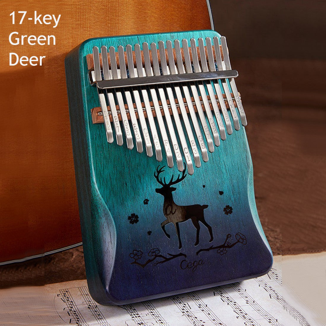 Compact Kalimba Instrument with 21 Keys and Wooden Base
