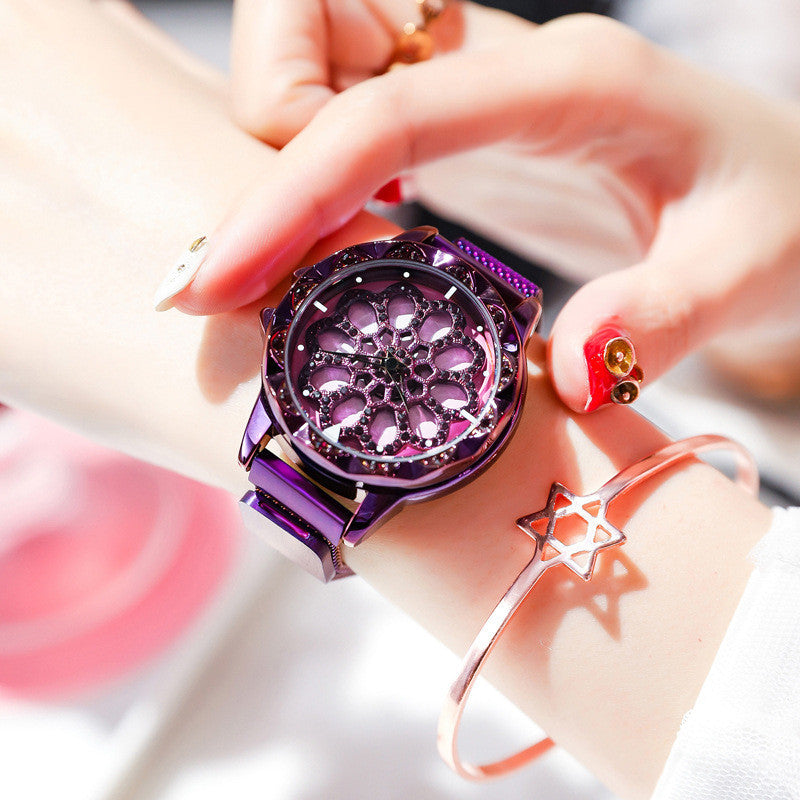 Stylish Women's Watch with Rotating Dial and Waterproof Strap