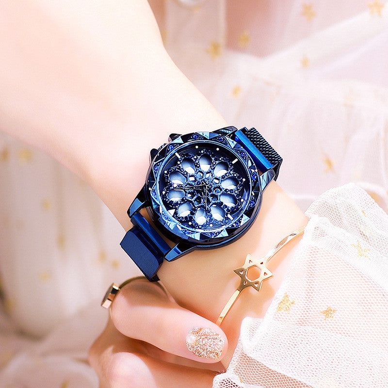 Stylish Women's Watch with Rotating Dial and Waterproof Strap