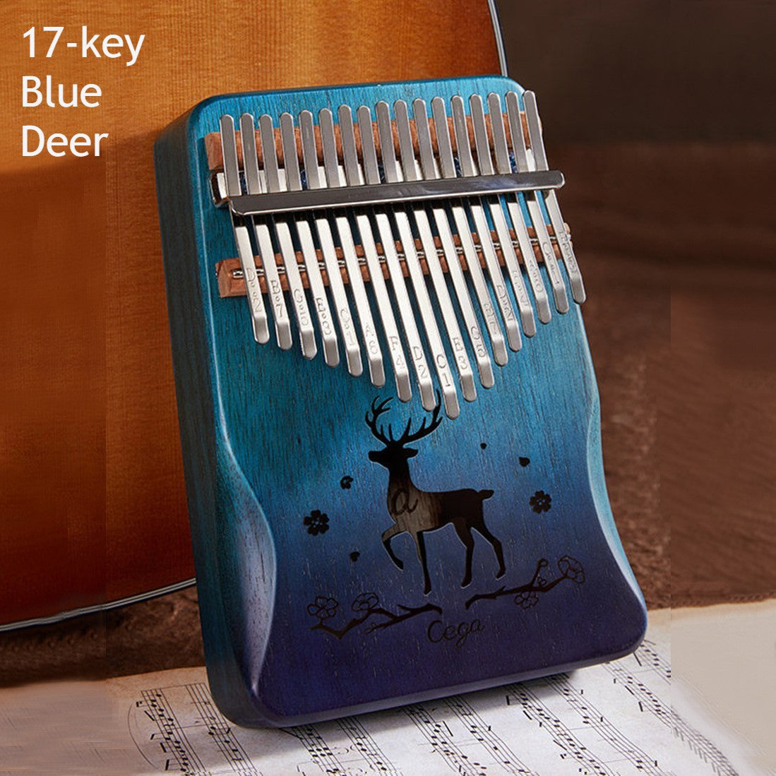 Compact Kalimba Instrument with 21 Keys and Wooden Base