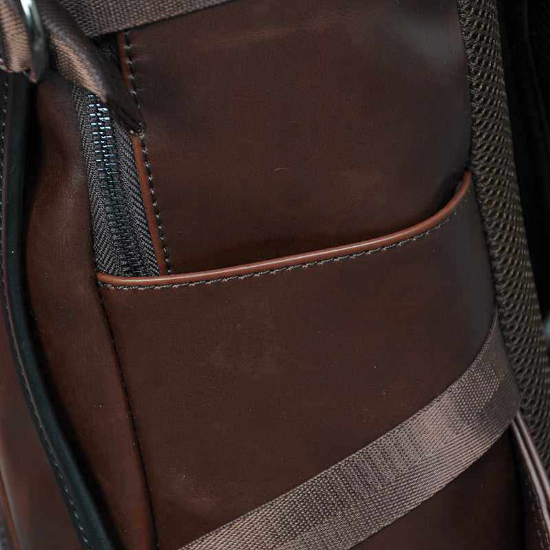 Classic Brown Leather Laptop Backpack