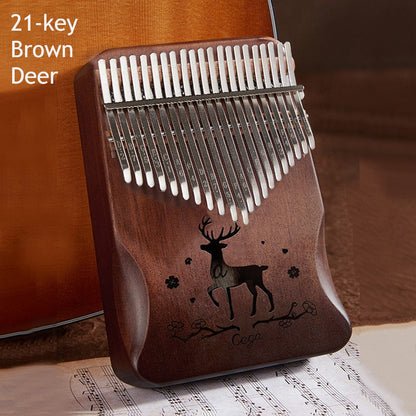 Compact Kalimba Instrument with 21 Keys and Wooden Base