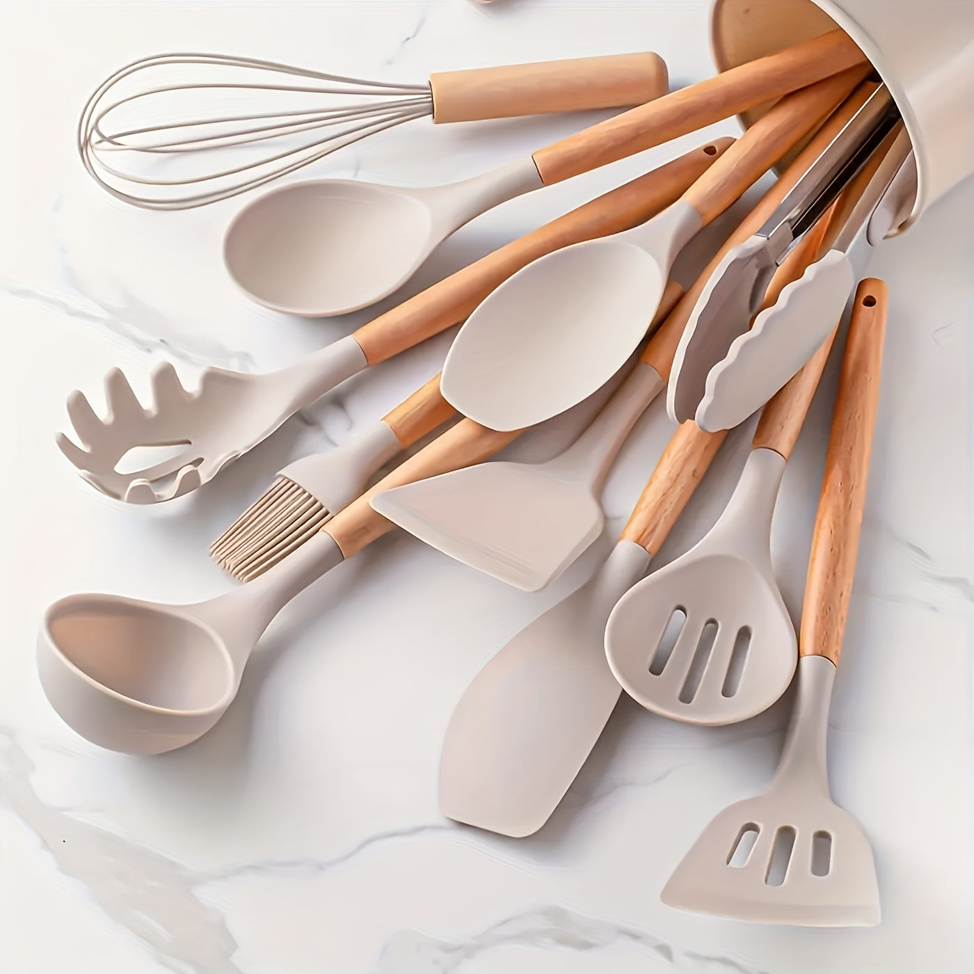 Durable Silicone Kitchen Utensil Set - Heatproof and Non Stick - Fesara