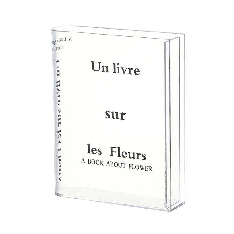 Clear Glass Book Vase - Elegant Flower Centerpiece