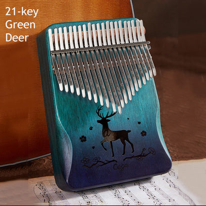 Compact Kalimba Instrument with 21 Keys and Wooden Base