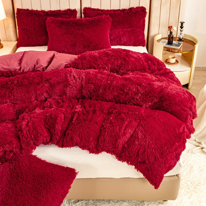 Cozy Fesara Plush Duvet Cover Set with Zipper