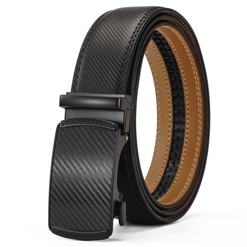 Genuine Leather Ratchet Belt With Adjustable Metal Buckle