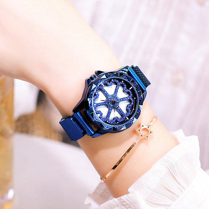 Stylish Women's Watch with Rotating Dial and Waterproof Strap