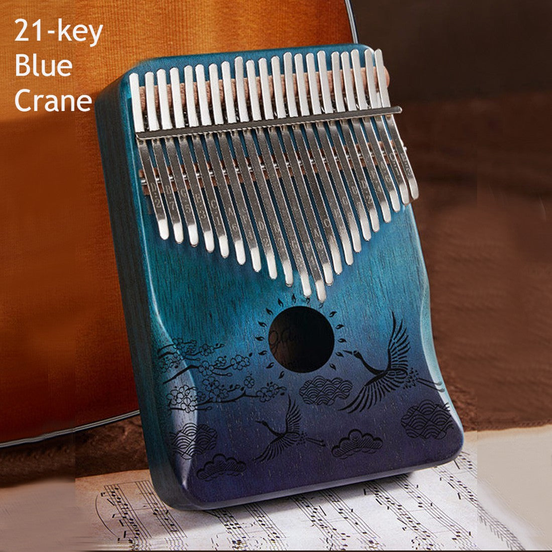 Compact Kalimba Instrument with 21 Keys and Wooden Base