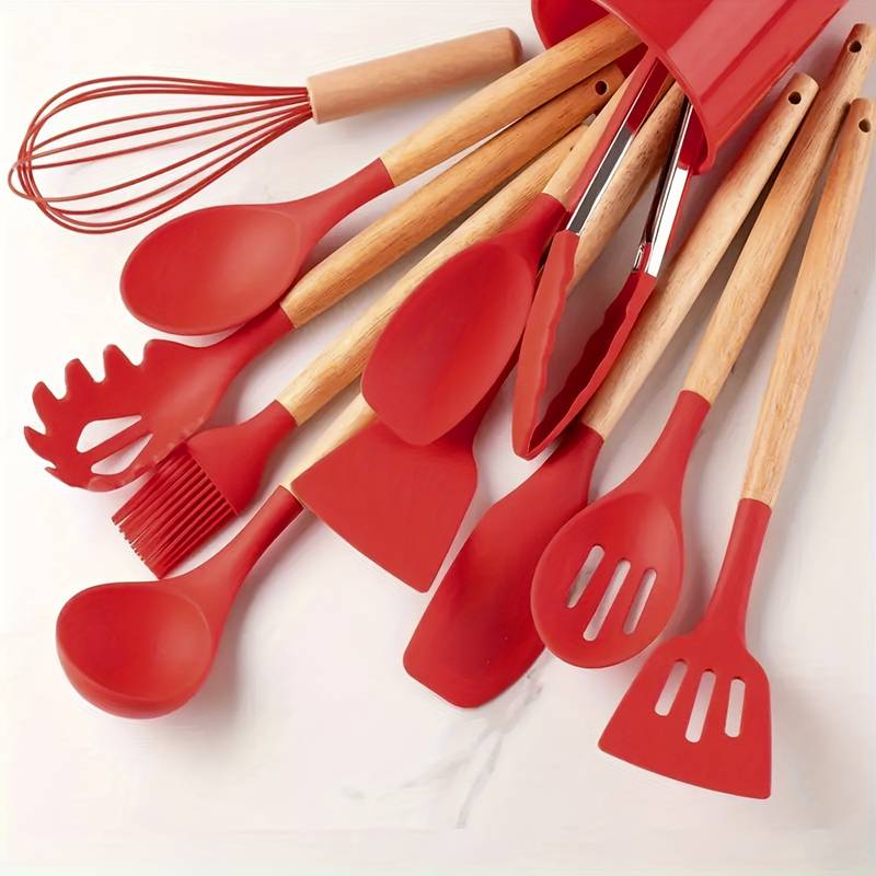 Durable Silicone Kitchen Utensil Set - Heatproof and Non Stick