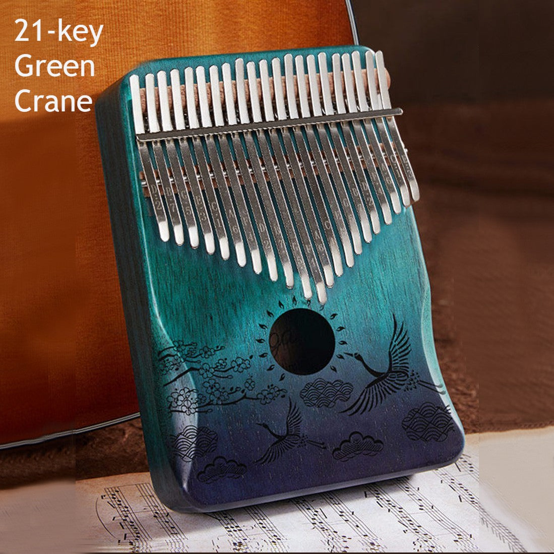 Compact Kalimba Instrument with 21 Keys and Wooden Base