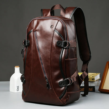Classic Brown Leather Laptop Backpack - Fesara