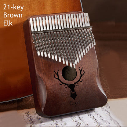 Compact Kalimba Instrument with 21 Keys and Wooden Base
