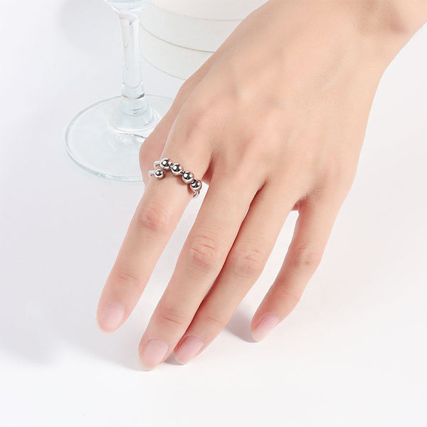 Calming Stress Relief Silver Tone Ring