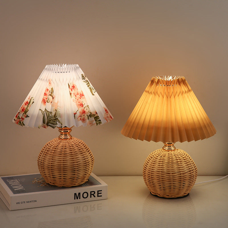 Natural Woven Shade Modern LED Desk Lamp