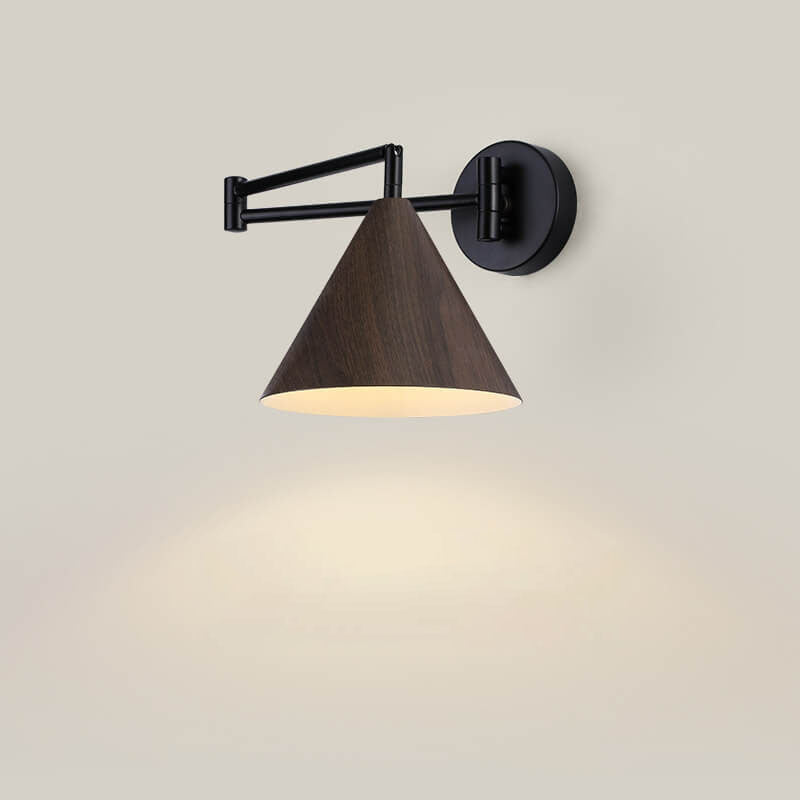 Rustic Wooden 1-Light Adjustable Wall Lamp