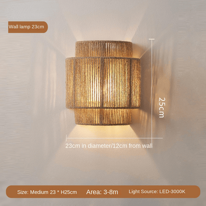 Rustic Woven Hemp LED Table Lamp - Fesara