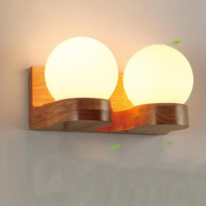 Rustic Wood Pendant Globe Lamp