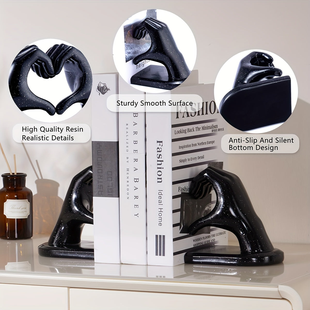 Elegant Heart Shaped Book Ends in Rose Gold