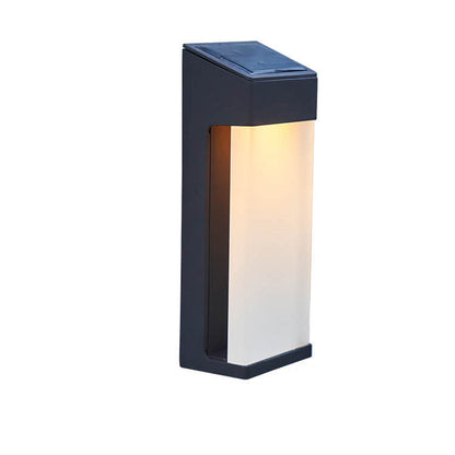 Contemporary White Glass Outdoor Solar Lamp - Fesara