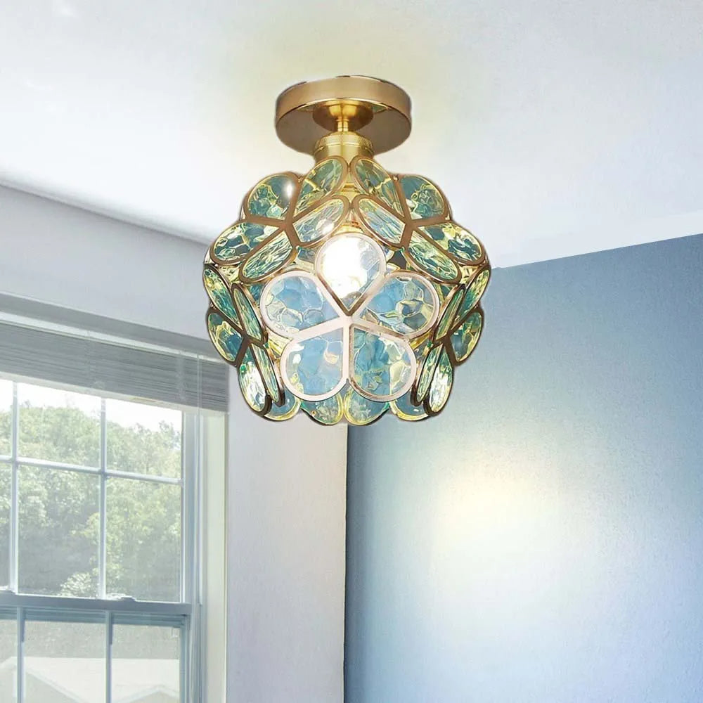 Elegant Glass Ceiling Lamp with Flower Design