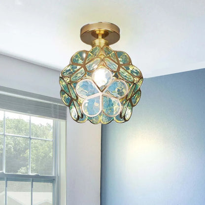 Elegant Glass Ceiling Lamp with Flower Design