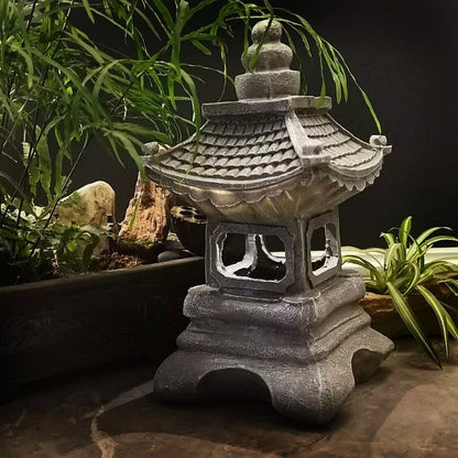 Asian Inspired Solar Powered Garden Lamp
