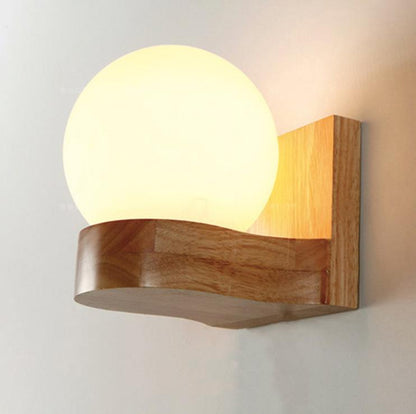 Rustic Wood Pendant Globe Lamp