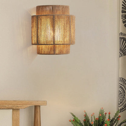 Natural Woven Rope Wall Lamp 1 Light Fixture