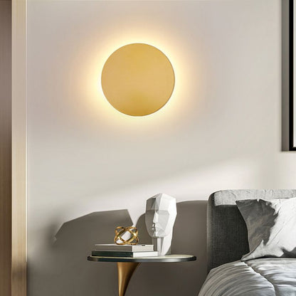 Circular Brushed Steel Bedroom Wall Lamp